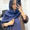 شال حریر مخمل زبرا سرمه ای