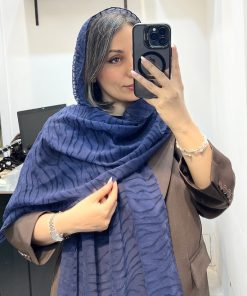 شال حریر مخمل زبرا سرمه ای