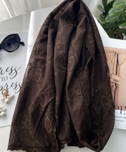 شال نخی لبه تور گوچی قهوه ای