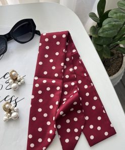 باندانا خالدار زرشکی سفید