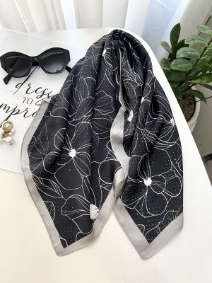 مینی اسکارف ابریشم لیندا سرمه ای