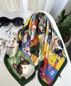 مینی اسکارف ابریشم گربه چاق