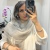 شال حریر میله ای طوسی