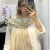 شال دورریش بافت دار کرم روشن