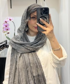 شال دورریش بافت دار طوسی