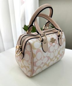 کیف کوچ صندوقی SL سفید صورتی خردلی